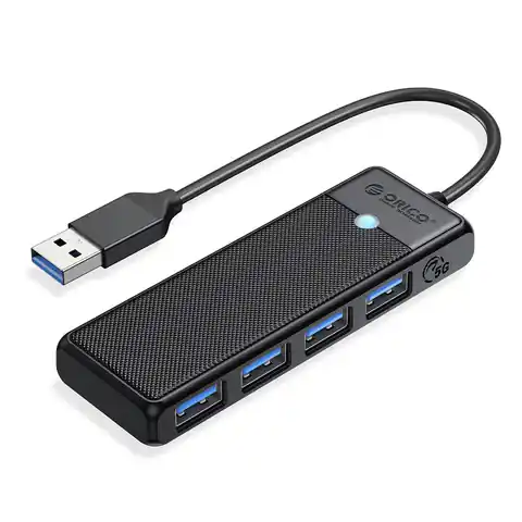 ⁨Orico Hub USB-A 4 porty USB-A 3.0 5Gbps czarny⁩ w sklepie Wasserman.eu