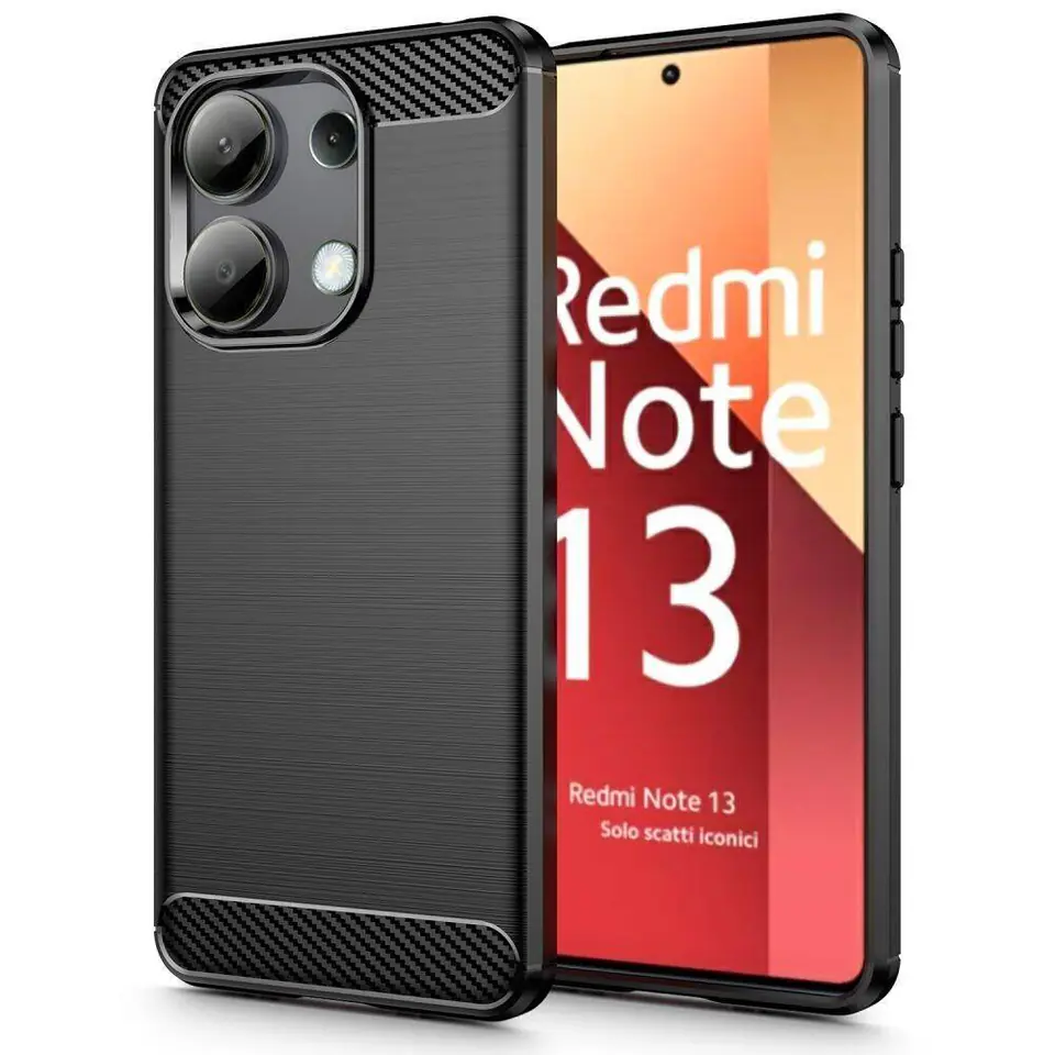 ⁨Etui XIAOMI REDMI NOTE 13 4G/LTE Tech-Protect TPU Carbon czarne⁩ w sklepie Wasserman.eu