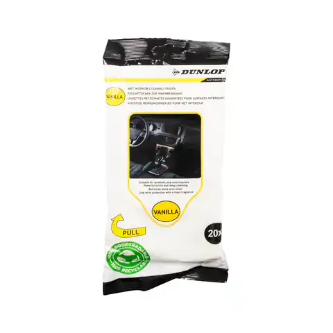 ⁨Dunlop - Chusteczki nawilżane do czyszczenia wnętrza samochodu 20 szt. (vanilla)⁩ w sklepie Wasserman.eu