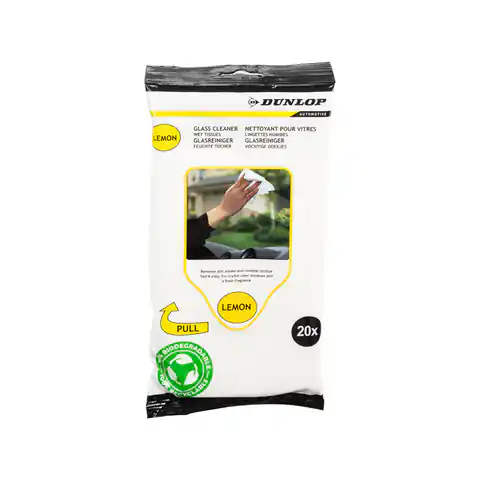 ⁨Dunlop - Chusteczki nawilżane do czyszczenia szyb 20 szt. (lemon)⁩ w sklepie Wasserman.eu