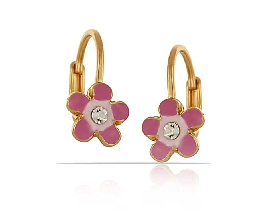 ⁨Kolczyki różowe kwiatuszki (P13270/RÓŻ/AU)⁩ w sklepie Wasserman.eu