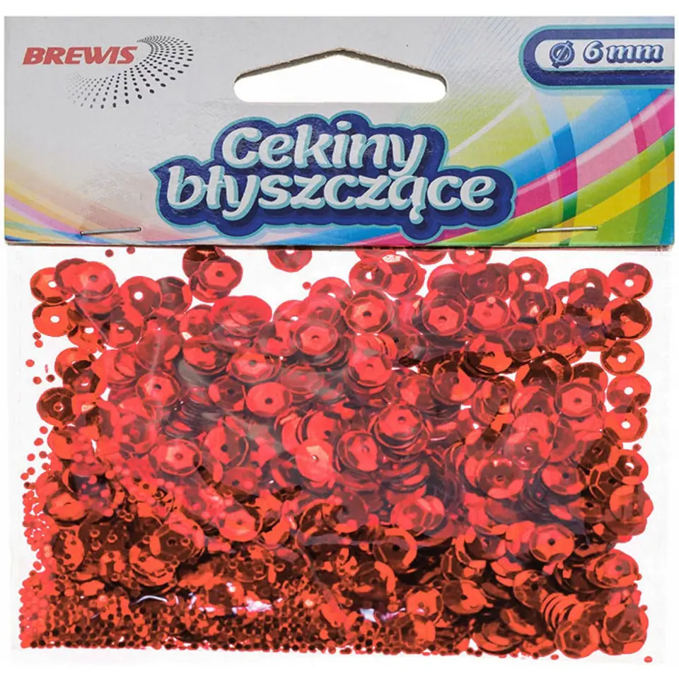 ⁨Cekiny błyszczące 6mm czerwone B120 BREWIS⁩ w sklepie Wasserman.eu