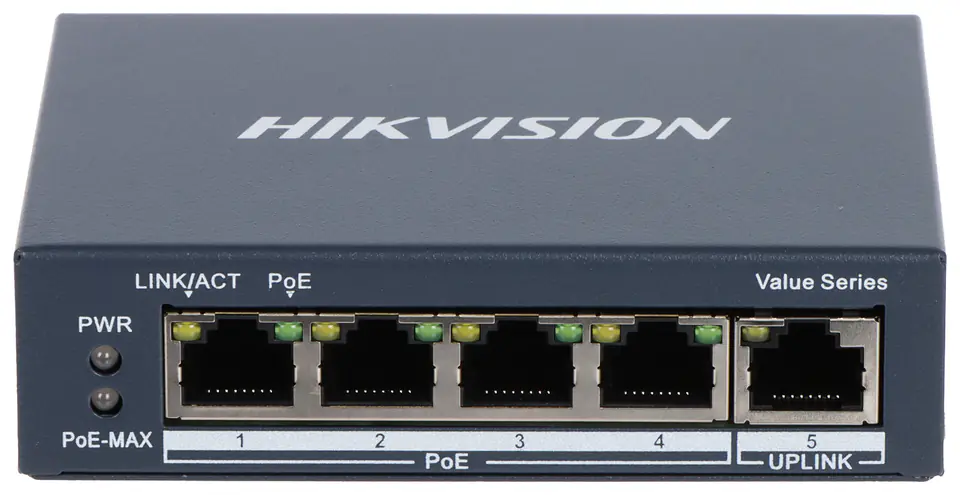 ⁨SWITCH POE DS-3E0505P-E/M 4-PORTOWY Hikvision⁩ w sklepie Wasserman.eu