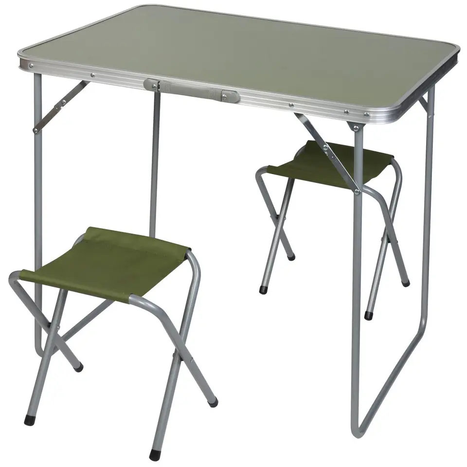 ⁨Enero folding camping hiking table 80 x 60 x 70 cm + two chairs green⁩ at Wasserman.eu