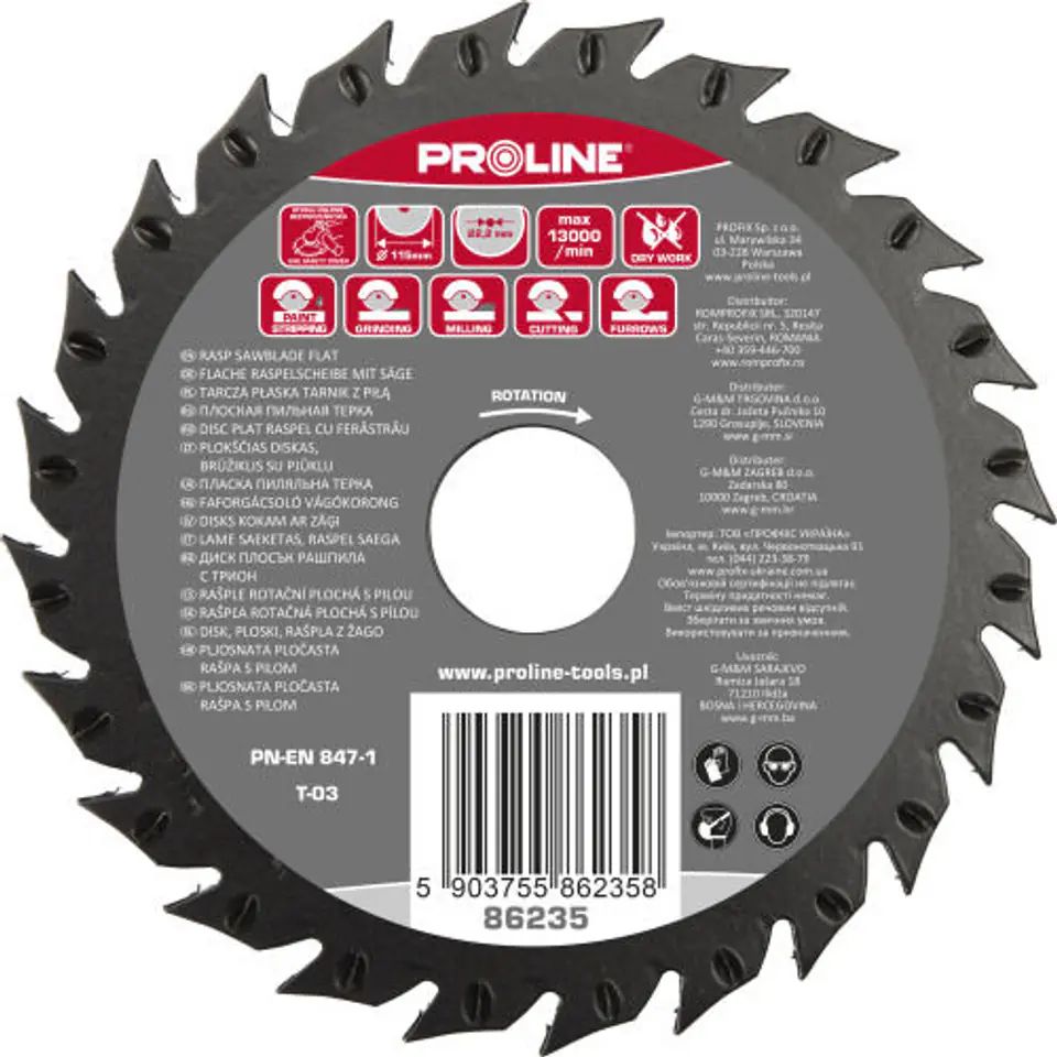 ⁨Flat disc sawmill thick teeth with saw 125mm proline⁩ at Wasserman.eu
