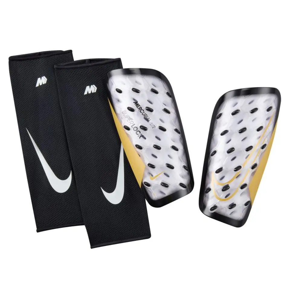 ⁨Ochraniacze piłkarskie Nike Mercurial Lite SuperLock DN3609 (kolor Biały. Czarny, rozmiar L (170-180cm))⁩ w sklepie Wasserman.eu