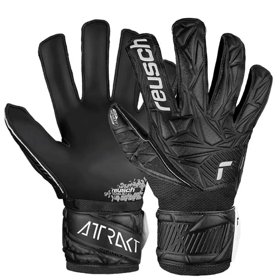 ⁨Rękawice bramkarskie Reusch Attrakt Infinity Jr 54 72 (kolor Czarny, rozmiar 8)⁩ w sklepie Wasserman.eu