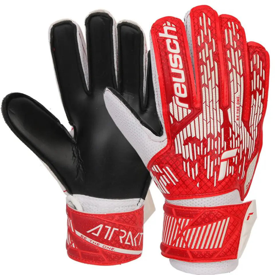 ⁨Rękawice bramkarskie Reusch Attrakt Solid Jr (kolor Czarny. Czerwony, rozmiar 7)⁩ w sklepie Wasserman.eu
