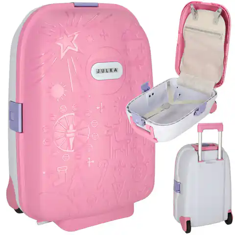 ⁨Walizka podróżna kabinowa dla dzieci na kółkach bagaż podręczny z imieniem różowy⁩ w sklepie Wasserman.eu