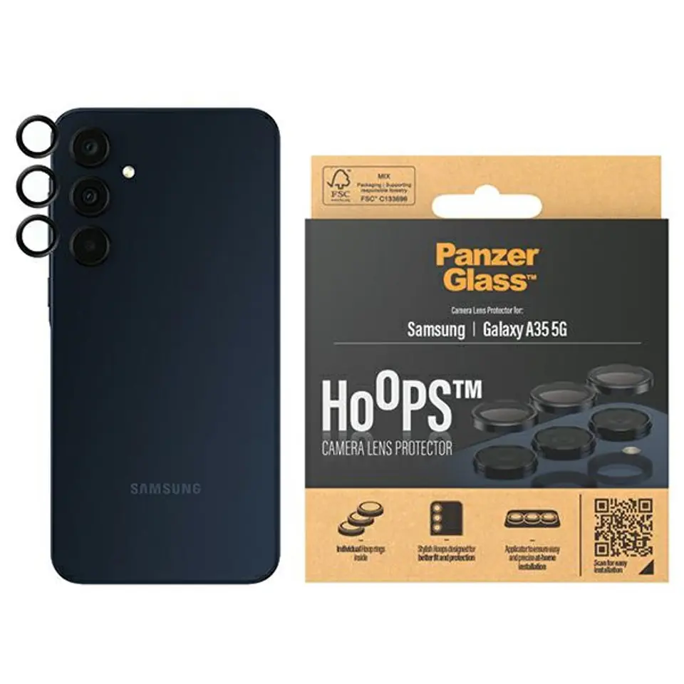 ⁨PanzerGlass Hoops Camera Sam A35 5G A356 czarny/black 1226 camera lens protector hoop optic rings⁩ w sklepie Wasserman.eu