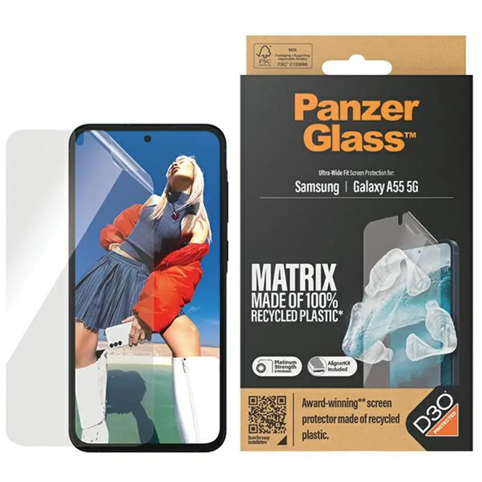 ⁨PanzerGlass Matrix Ultra-Wide Fit Sam A55 5G A556 Screen Protection 7362 with Easy Aligner⁩ w sklepie Wasserman.eu