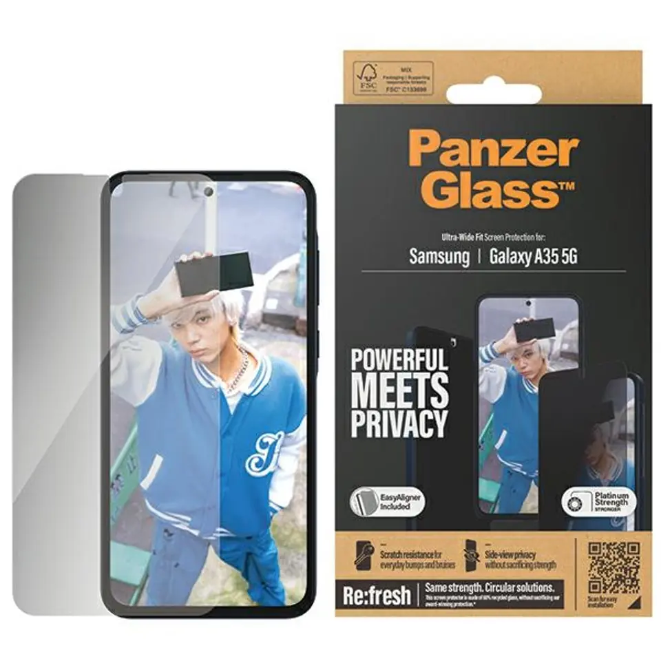 ⁨PanzerGlass Ultra-Wide Fit Sam A35 5G A356 Privacy Screen Protection Easy Aligner Included P7357⁩ w sklepie Wasserman.eu