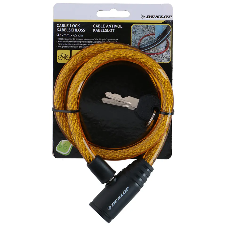 Dunlop - Zapięcie do roweru spiralne na klucz 65 cm (pomarańczowy) w sklepie Wasserman.eu
