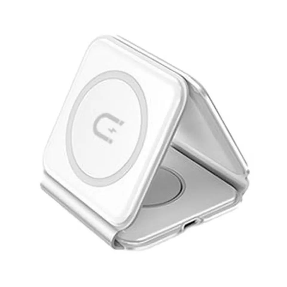 ⁨3w1 Ładowarka indukcyjna bezprzewodowa dla 3 urządzeń jednocześnie 15W biała⁩ w sklepie Wasserman.eu