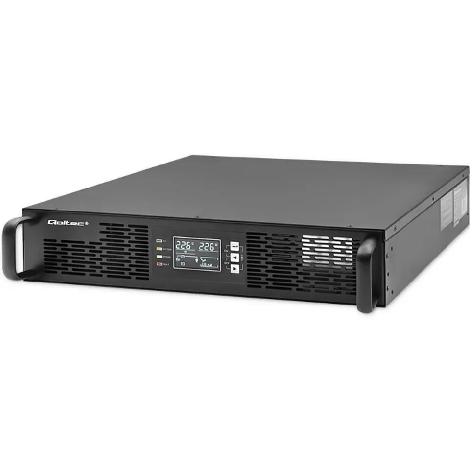 ⁨Qoltec 52285 Uninterruptible Power Supply UPS for RACK | 1kVA | 1000W | Power factor 1.0 | LCD | EPO | USB | On-line⁩ at Wasserman.eu