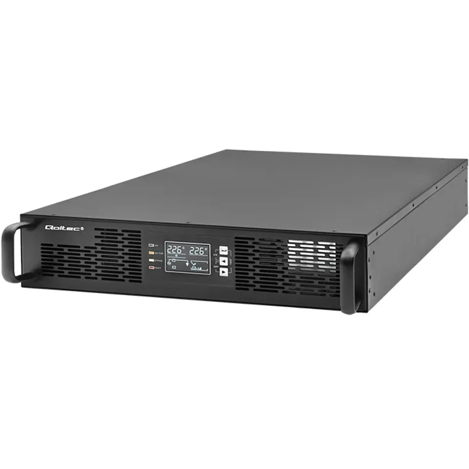 ⁨Qoltec 52286 Uninterruptible Power Supply UPS for RACK | 2.4kVA | 2400W | Power factor 1.0 | LCD | EPO | USB | On-line⁩ at Wasserman.eu