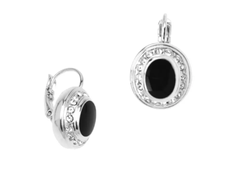 ⁨Earrings with black element (P4927AG)⁩ at Wasserman.eu