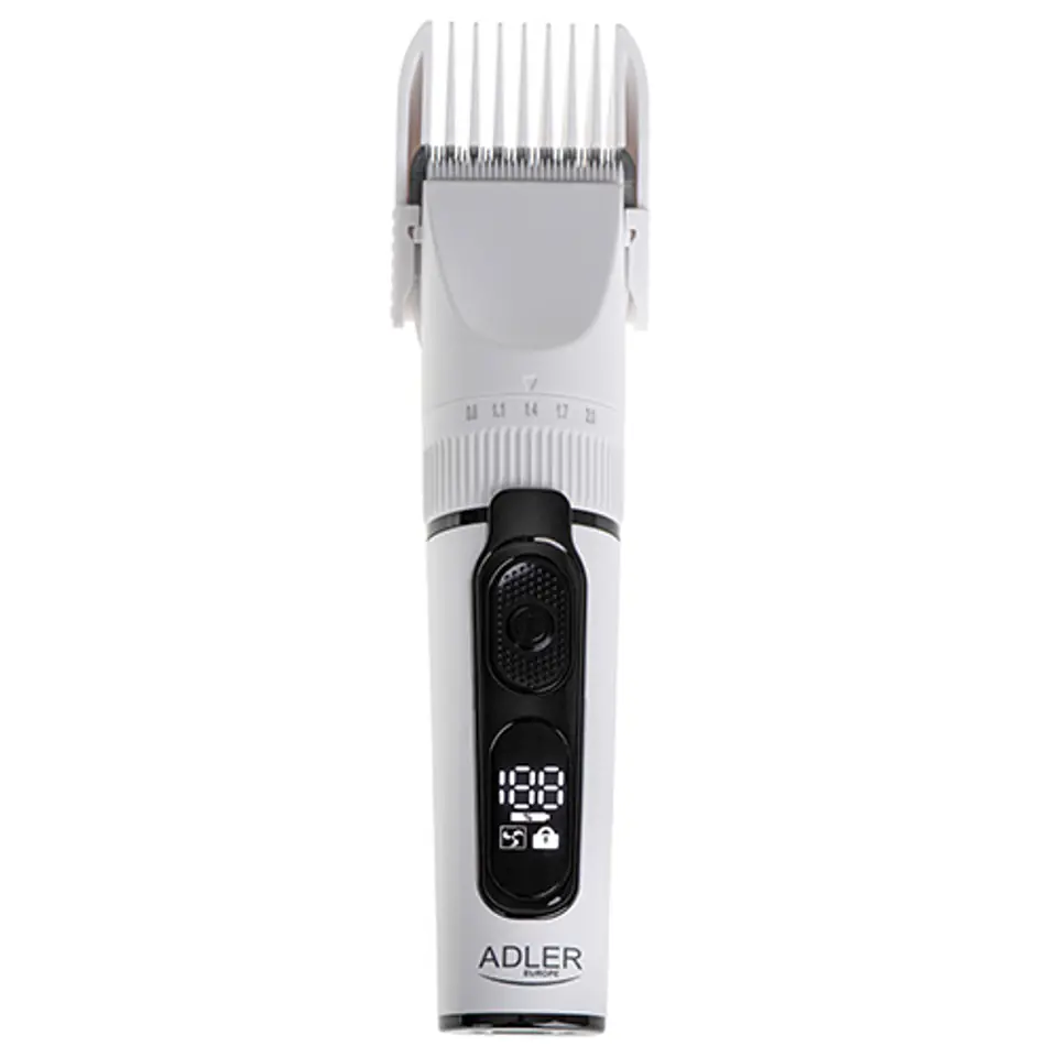 ⁨Adler | Hair Clipper with LCD Display | AD 2839 | Cordless | Number of length steps 6 | White/Black⁩ at Wasserman.eu