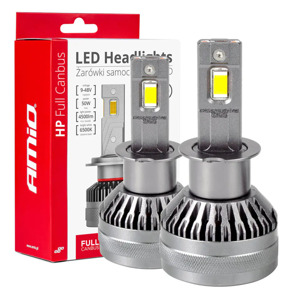 ⁨Żarówki samochodowe led seria hp full canbus h3 12v 24v 6500k amio-03672⁩ w sklepie Wasserman.eu