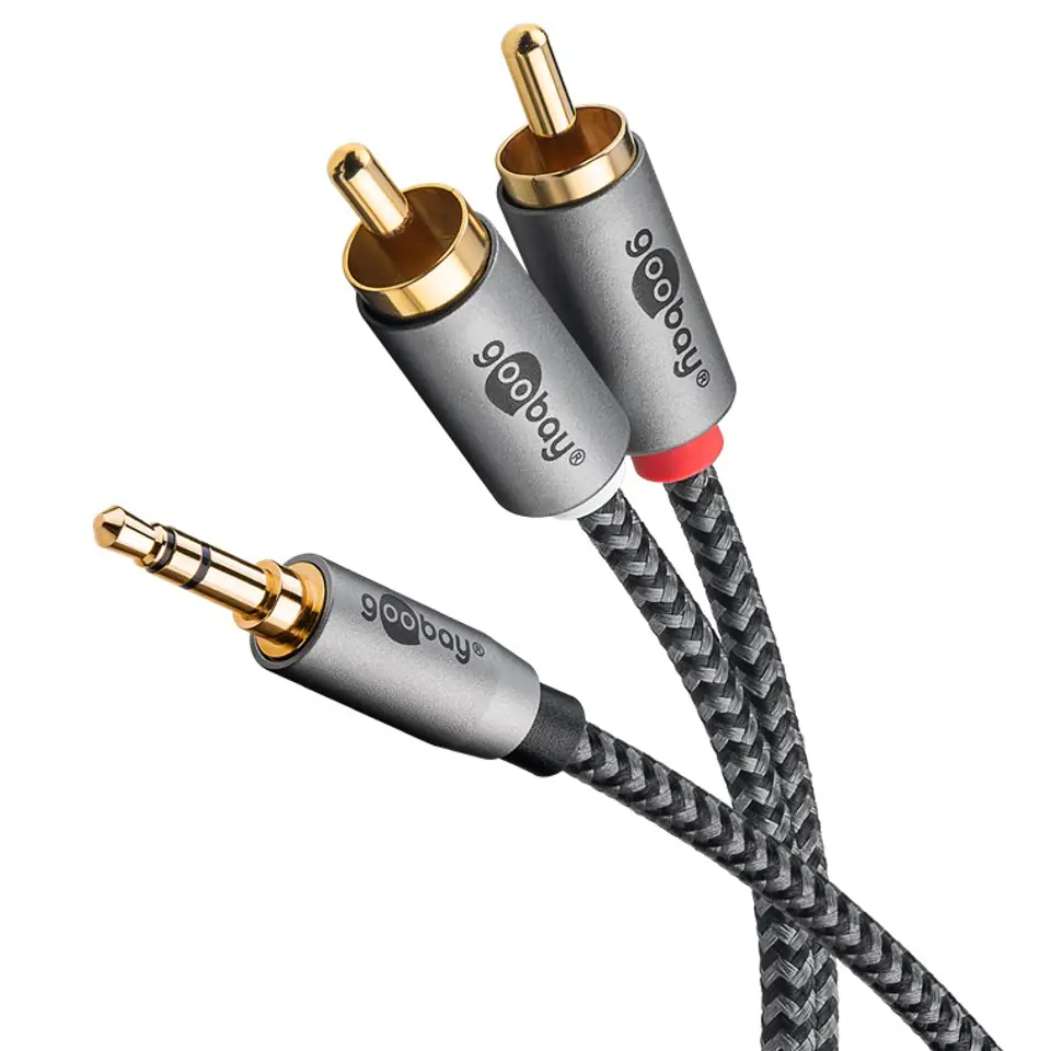 ⁨Kabel audio Jack - 2x RCA Goobay Plus TEXTIL 1m⁩ w sklepie Wasserman.eu