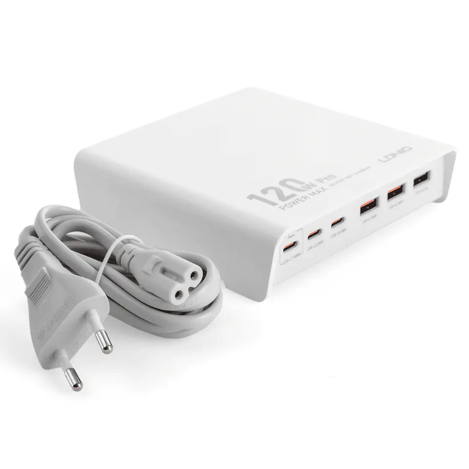 ⁨Ładowarka 120W 6 portów USB A i C Ldnio Q605 white⁩ w sklepie Wasserman.eu