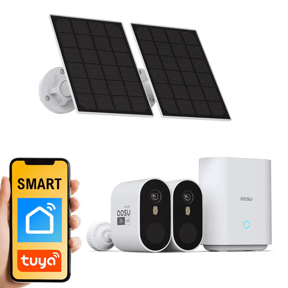 ⁨Zestaw 2 Kamer Solarnych Tuya Aosu SL-C7P-2H⁩ w sklepie Wasserman.eu