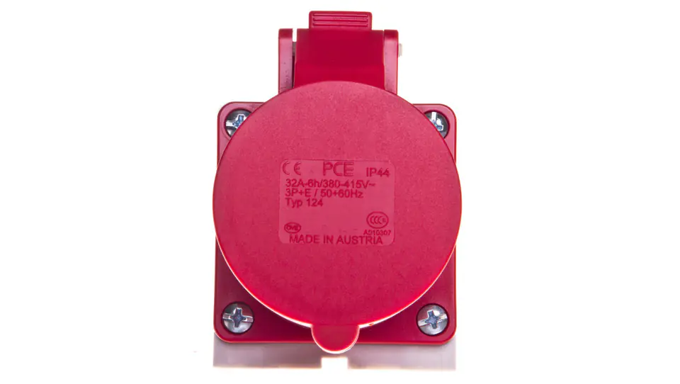 ⁨Fixed socket 32A 4P 400V red IP44 /small form factor/ 124-6k⁩ at Wasserman.eu