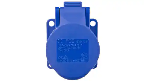 ⁨Panel mount socket 16A 3P 230V /75x75/ blue IP44 313-6f5⁩ at Wasserman.eu