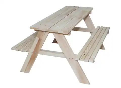 ⁨Meble ogrodowe dla dzieci stolik + 2 ławeczki drewniany 92 x 78 x 52 cm⁩ w sklepie Wasserman.eu