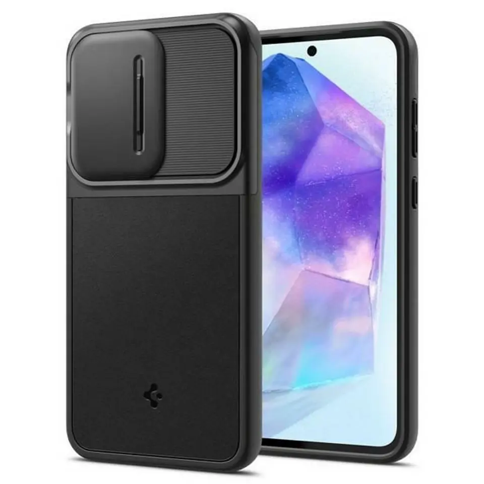 ⁨Spigen Optik Armor Sam A55 czarny/black ACS07535⁩ w sklepie Wasserman.eu