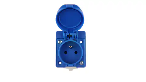 ⁨Panel mount socket 10/16A 2P+Z 230V IP54 blue /with can/ 104-0hp⁩ at Wasserman.eu