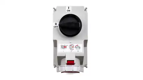 ⁨Fixed socket with switch 0-1 large 32A 5P 400V IP67 /mechanical lock/ 75252-6⁩ at Wasserman.eu