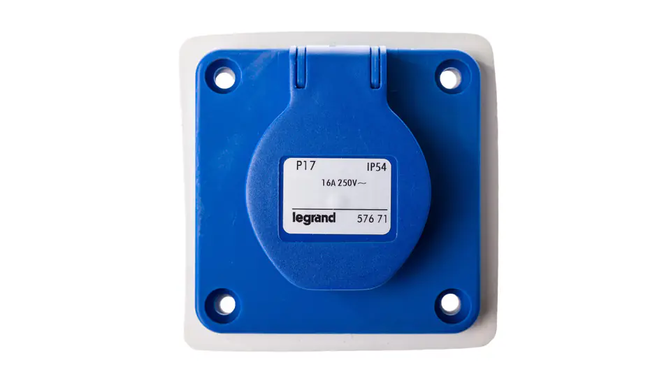 ⁨Whiteboard socket with grounding IP44 blue 2P+Z P17 057671⁩ at Wasserman.eu