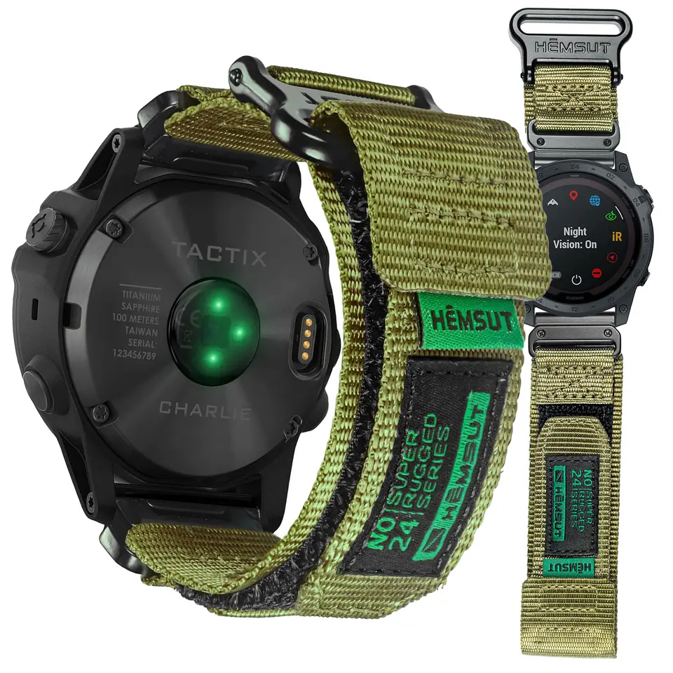 ⁨Pasek nylonowy do Garmin Fenix 5x 6x 7x Pro 26mm Nylon Band Sport Military zielony⁩ w sklepie Wasserman.eu