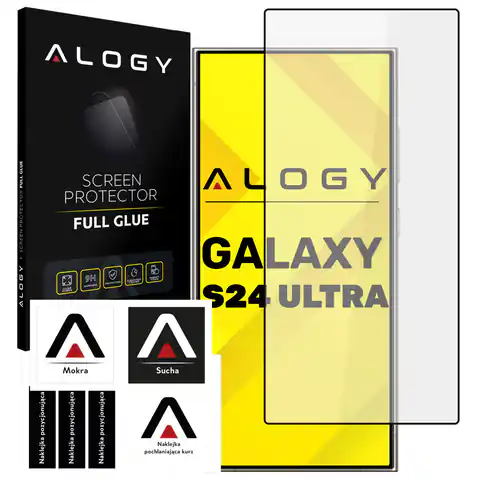 ⁨Szkło hartowane do etui Alogy Full Glue case friendly do Samsung Galaxy S24 Ultra Czarne⁩ w sklepie Wasserman.eu