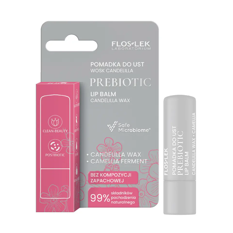 ⁨FLOSLEK Prebiotic Lip Care Prebiotyczna pomadka do ust wosk candelilla 4 g⁩ w sklepie Wasserman.eu