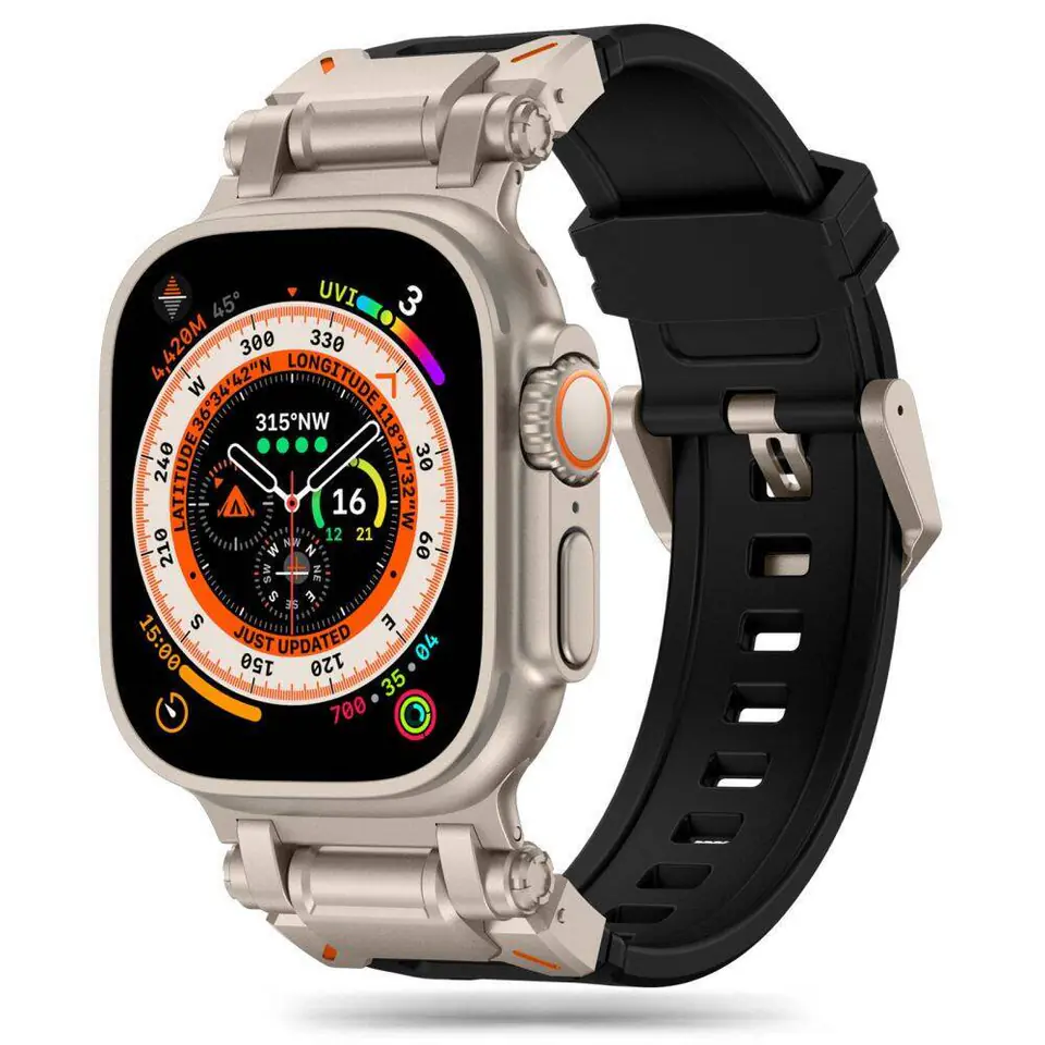 ⁨Pasek do APPLE WATCH 4 / 5 / 6 / 7 / 8 / 9 / SE / ULTRA 1/2 (44 / 45 / 49 MM) Tech-Protect Delta Pro black-titanium⁩ w sklepie Wasserman.eu