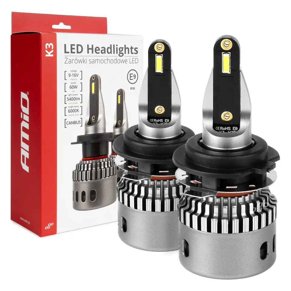 ⁨Żarówki samochodowe led seria k3 h7-1 12v 6000k canbus amio-03684⁩ w sklepie Wasserman.eu