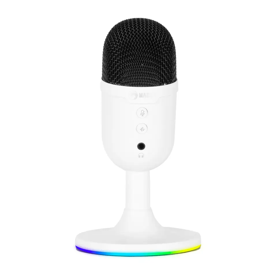 ⁨Marvo, gamingowy mikrofon, MIC-06, biała, Podświetlenie RGB, wejście słuchawkowe⁩ w sklepie Wasserman.eu