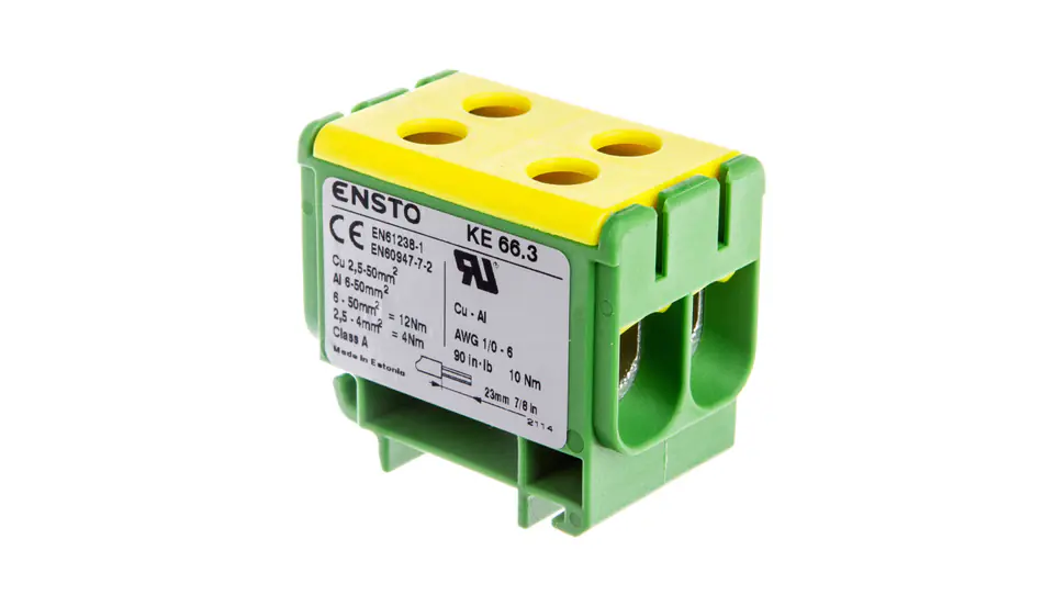 ⁨Zacisk rozdzielczy żółto/zielony Al/Cu 6-50mm2 KE-66.3⁩ w sklepie Wasserman.eu
