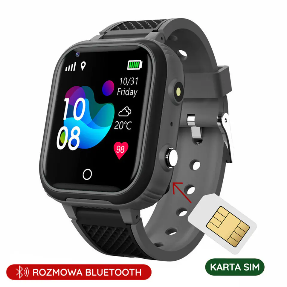 ⁨SMARTWATCH DZIECIĘCY PACIFIC 30-1 KIDS - black (sy026a)⁩ w sklepie Wasserman.eu