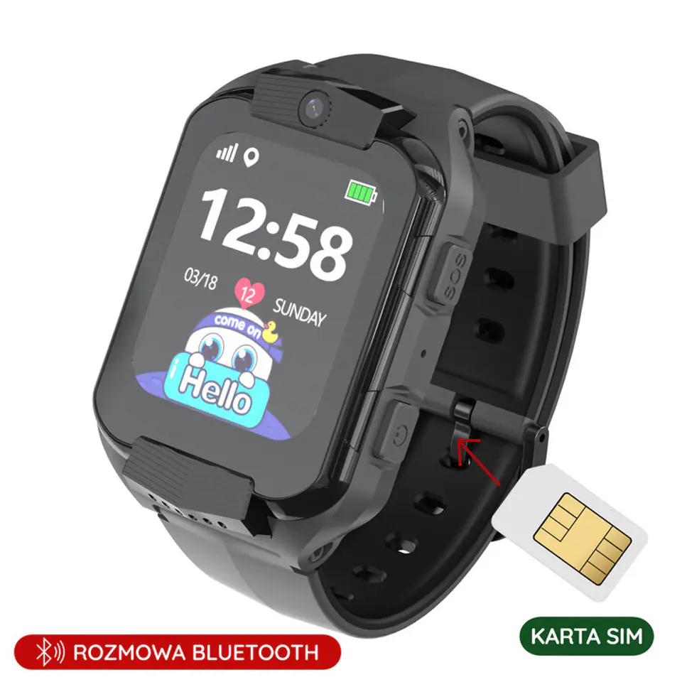 ⁨SMARTWATCH DZIECIĘCY PACIFIC 32-1 KIDS - black (sy028a)⁩ w sklepie Wasserman.eu