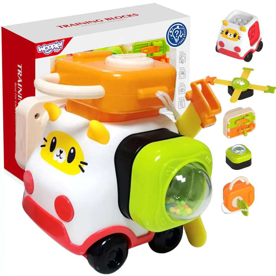 ⁨WOOPIE BABY Montessori Manipulacyjny Zestaw Konstrukcyjny Samochód Kotek 1⁩ w sklepie Wasserman.eu
