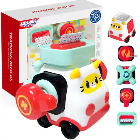 ⁨WOOPIE BABY Montessori Manipulacyjny Zestaw Konstrukcyjny Samochód Kotek 2⁩ w sklepie Wasserman.eu