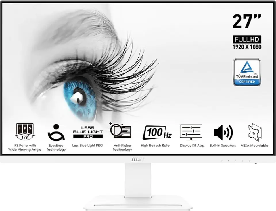 ⁨Monitor MSI PRO MP273AW (27" /100Hz /1920 x 1080 /Biały)⁩ w sklepie Wasserman.eu