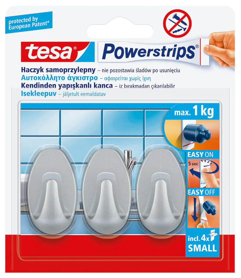 ⁨SELF-ADHESIVE HOOK POWERSTRIPS OVAL, SMALL 3PCS.+4PLAST.PCS⁩ at Wasserman.eu