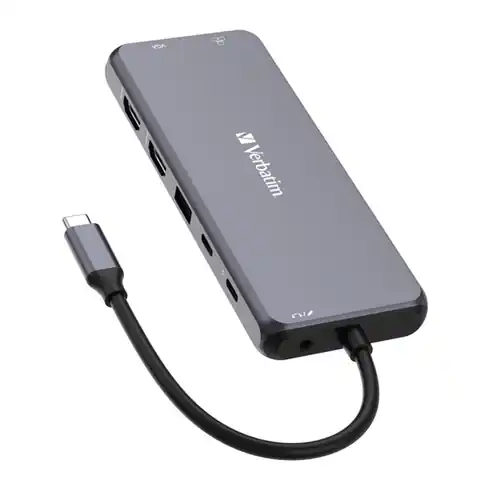 ⁨USB (3.2) hub 14-port, 32154, szary, długość przewodu 15cm, Verbatim, 2x USB C, 5x USB A, 2x HDMI, czytnik SD/micro SD⁩ w sklepie Wasserman.eu