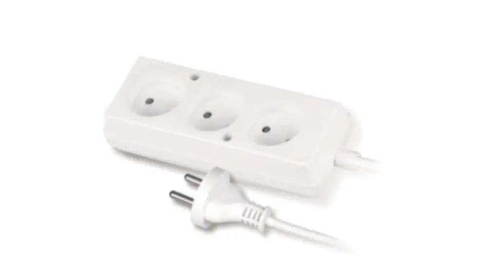 ⁨Przedłużacz 3-gniazda b/u 10A 3m /OMY 2x1/ biały PS-360 T-105320⁩ w sklepie Wasserman.eu