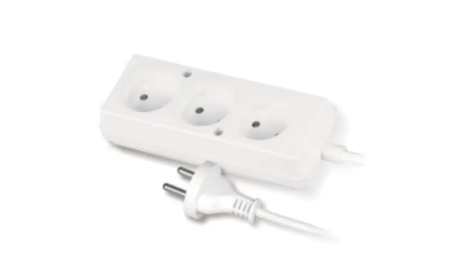 ⁨Przedłużacz 3-gniazda b/u 10A 1,5m /OMY 2x1/ biały PS-360 T-105300⁩ w sklepie Wasserman.eu