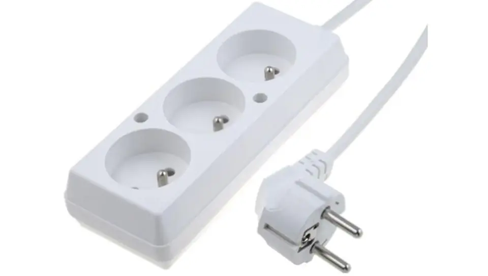 ⁨Przedłużacz 3-gniazda z/u 10A 5m /OMY 3x1/ biały PS-370 T-105430⁩ w sklepie Wasserman.eu